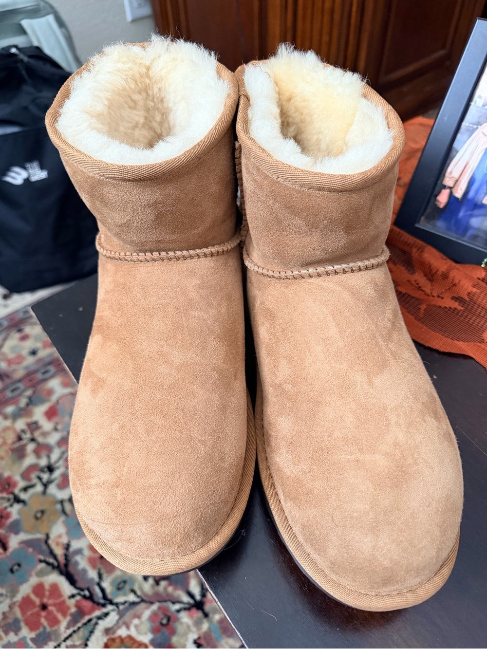 Kirklands Chestnut Short Plush-Lined Slip-On Slippers